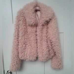 Torrid Pink Faux Fur Crop Jacket